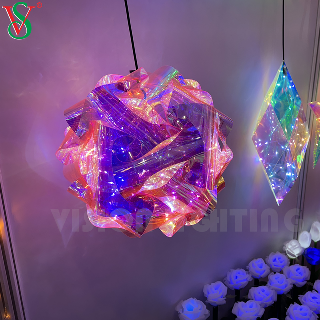 光沢のある妖精のペンダント LED PVC スターライト屋外吊り下げ装飾用