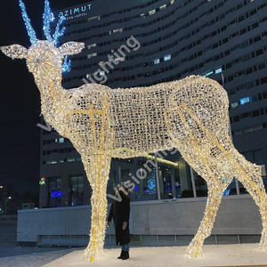 クリスマス屋外装飾 3D 彫刻モチーフカスタマイズされた巨大な動物 LED 鹿ライト