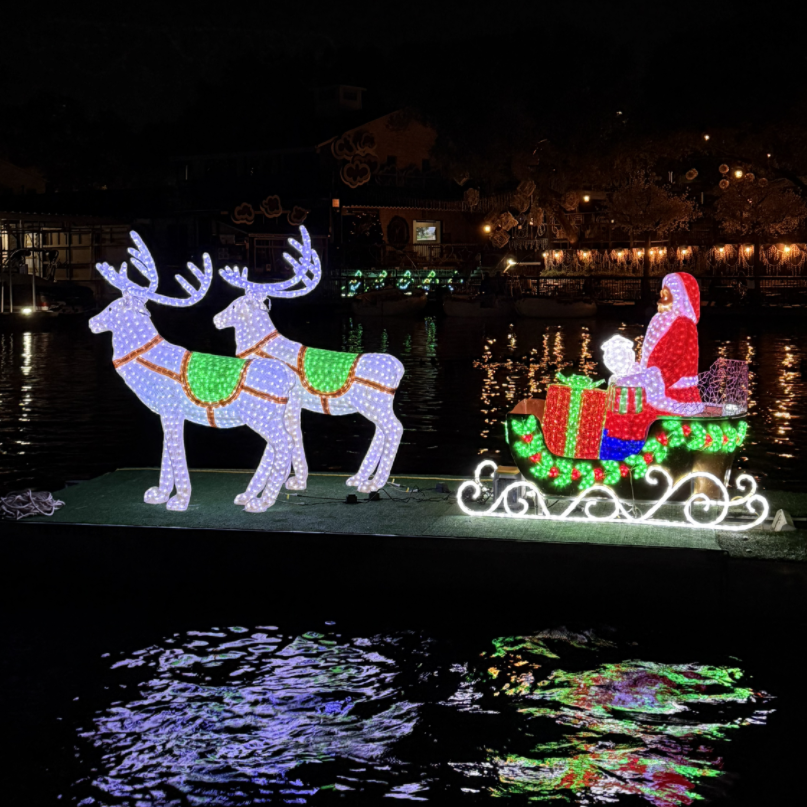 屋外ガーデンストリートモチーフアクリルトナカイサンタクロースとそりの装飾ライト