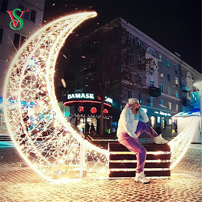 ラマダンムバラクイードホリデーデコレーションのためのLED3Dムーンスターモチーフライト