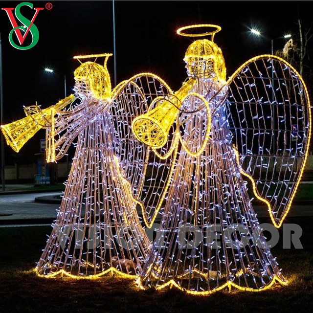 クリスマス妖精の装飾屋外 3D 天使彫刻モチーフライトプラザストリートホテル装飾用