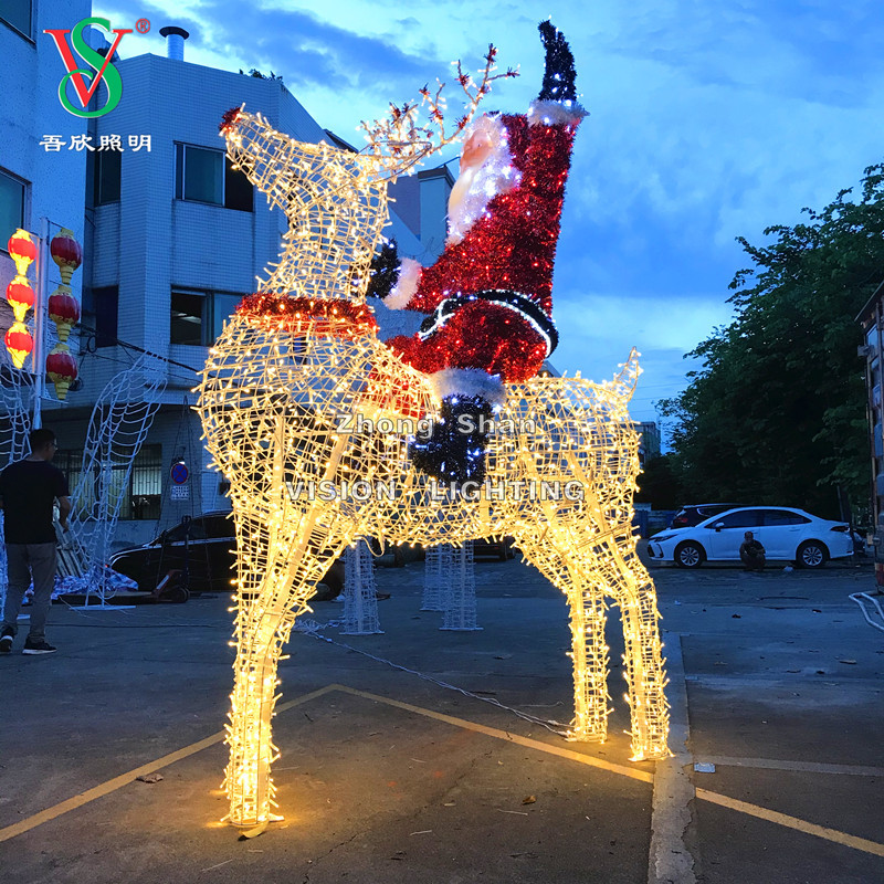 大型 3D LED トナカイモチーフライト屋外クリスマス装飾イルミネーション鹿