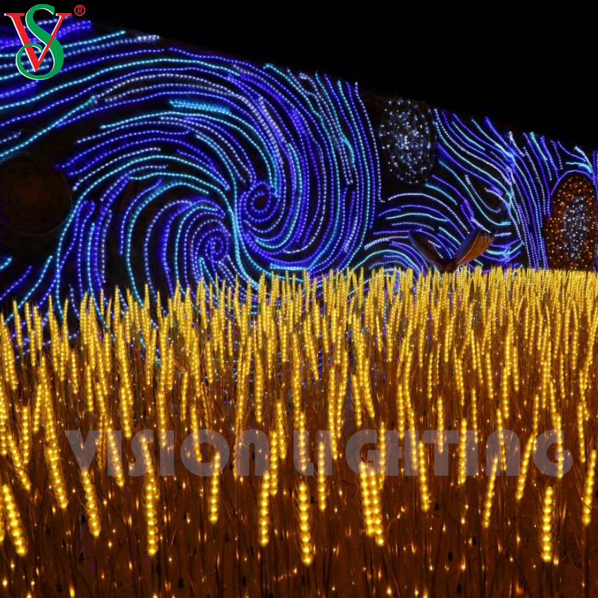 屋外の庭の風景展示装飾のためのリアル小麦の花の植物の光