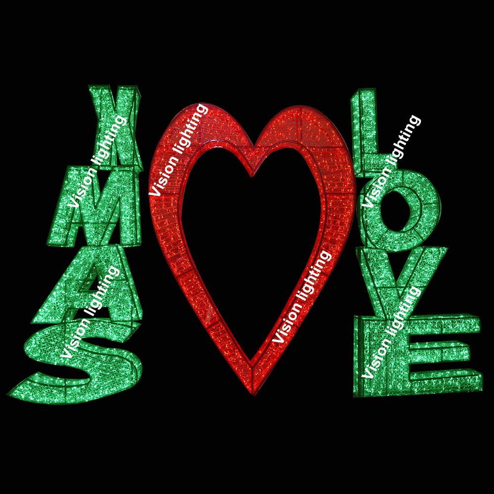 屋外装飾風景 IP65 高品質 3D 彫刻 LED クリスマスホリデーモチーフレターライト