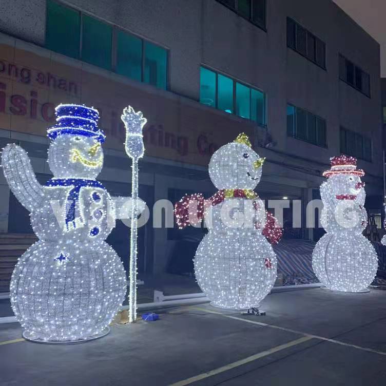 カスタマイズされた屋外 3D 置物点灯クリスマス サンタ雪だるま Led 彫刻ライト