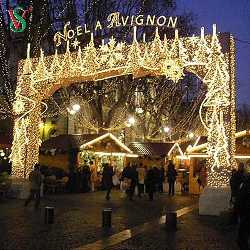 クリスマスホリデーデコレーション用の大きなパススルー3Dアーチモチーフライト