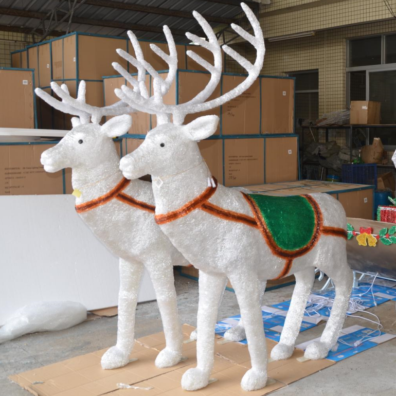 屋外ガーデンストリートモチーフアクリルトナカイサンタクロースとそりの装飾ライト