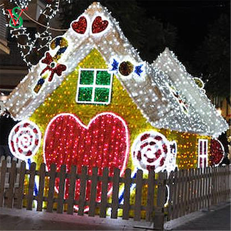 クリスマスライトショー用の屋外大型LED 3Dジンジャーブレッドハウスモチーフライト