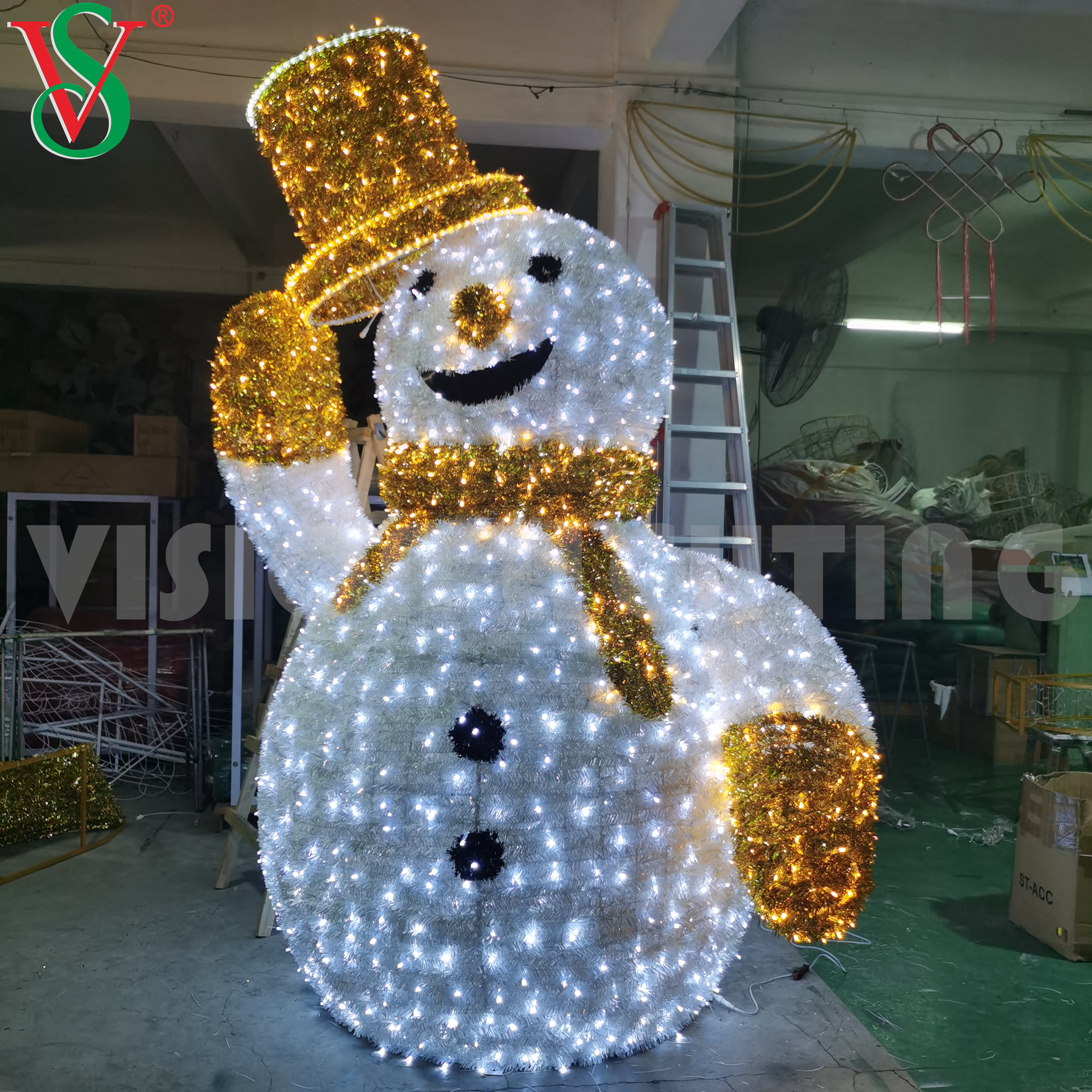 カスタマイズされた屋外 3D 置物点灯クリスマス サンタ雪だるま Led 彫刻ライト